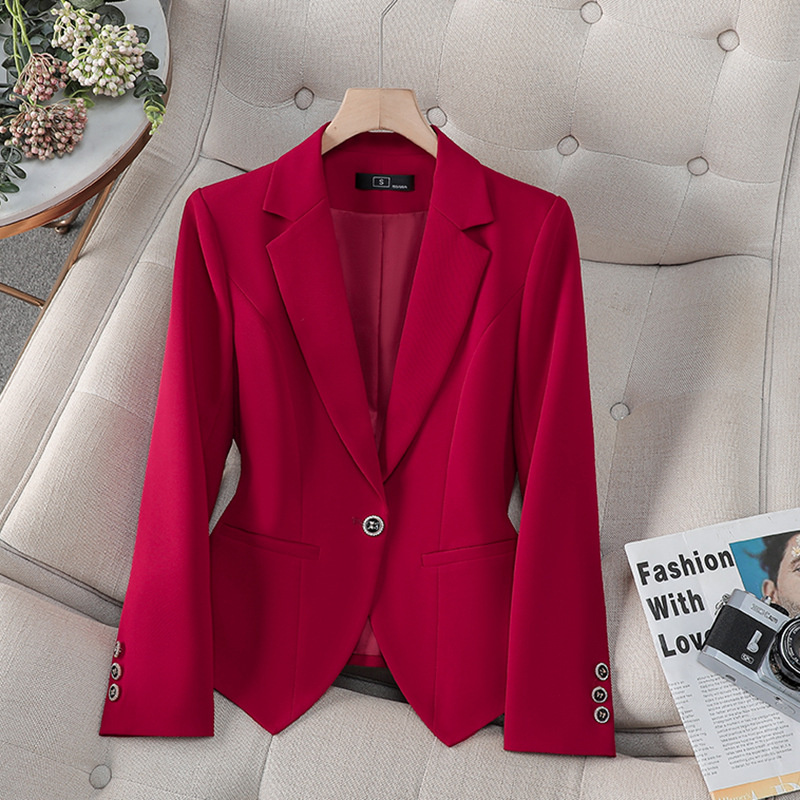 Women Formal Wear With Blazer - 新しいファッション女性フォーマルブレザー女性赤白黒オフィススーツコートレディースビジネスワークウェアジャケット春秋アウター