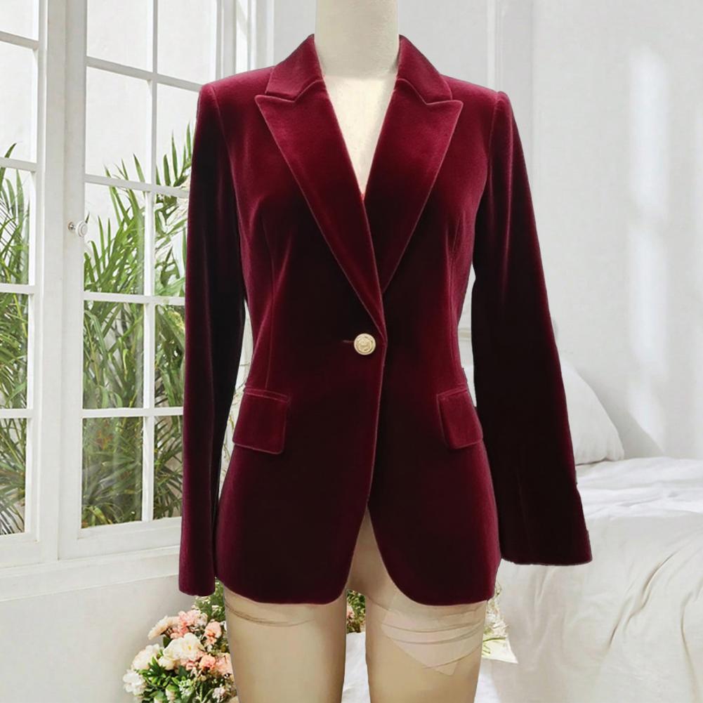 Women Formal Wear With Blazer - ベルベット大サイズ女性プロムピークドラペルレディオフィスタキシード結婚式のゲスト着用スリムフィットイブニングフォーマルブレザーアウター