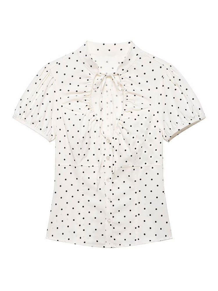 Women'S Formal Evening Wear Tops - HH ヴィンテージ レトロ レディース ホワイトシャツ 水玉模様ブラウス
