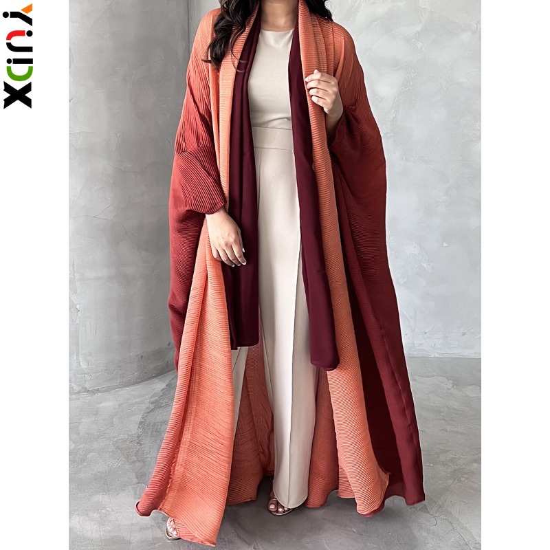 Trench Coat Formal - Yudx-女性のmiyakeプリーツウインドブレーカージャケット、ロンググラデーションコート、バットスリーブ、スカーフカラー、ファッション、レトロドレス