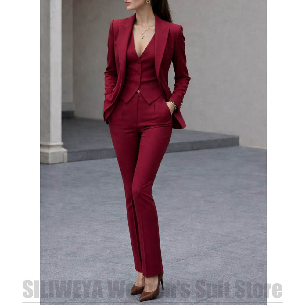Women Formal Wear With Blazer - 女性 3 ピーススーツセットブレザーベストパンツエレガントフォーマルオフィスビジネスウェア女性のための結婚式パーティー仕事プロフェッショナル衣装