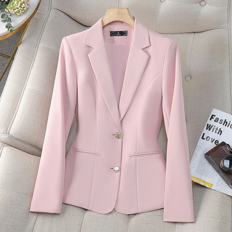 Women Formal Wear With Blazer - 新しいファッション女性フォーマルブレザーレディースシングルブレスト長袖作業服コート春秋ジャケット女性スーツアウター