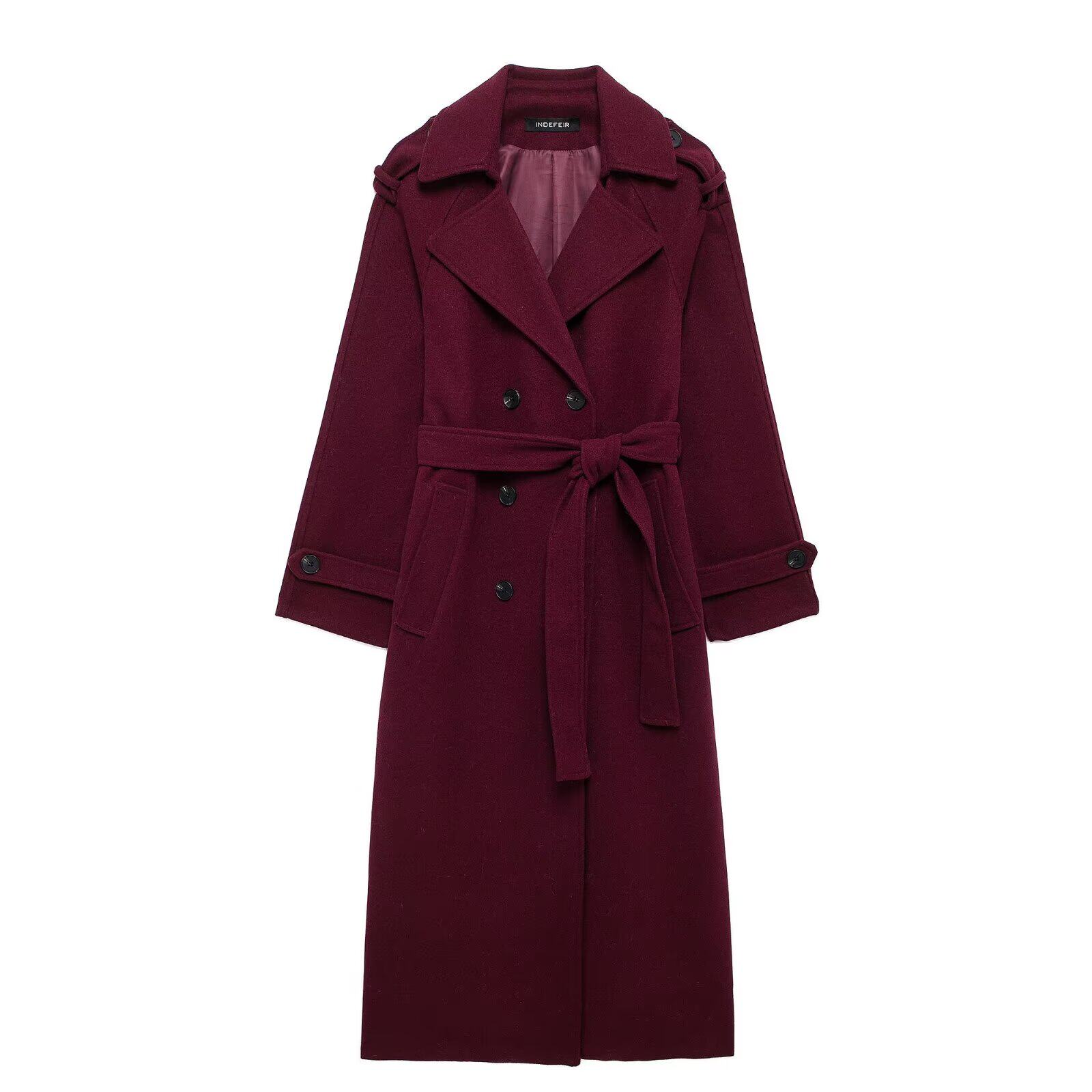 女性ファッション黒トレンチコートダブルブレスト長袖ラペルブレ - Trench Coat Formal のレビューと価格