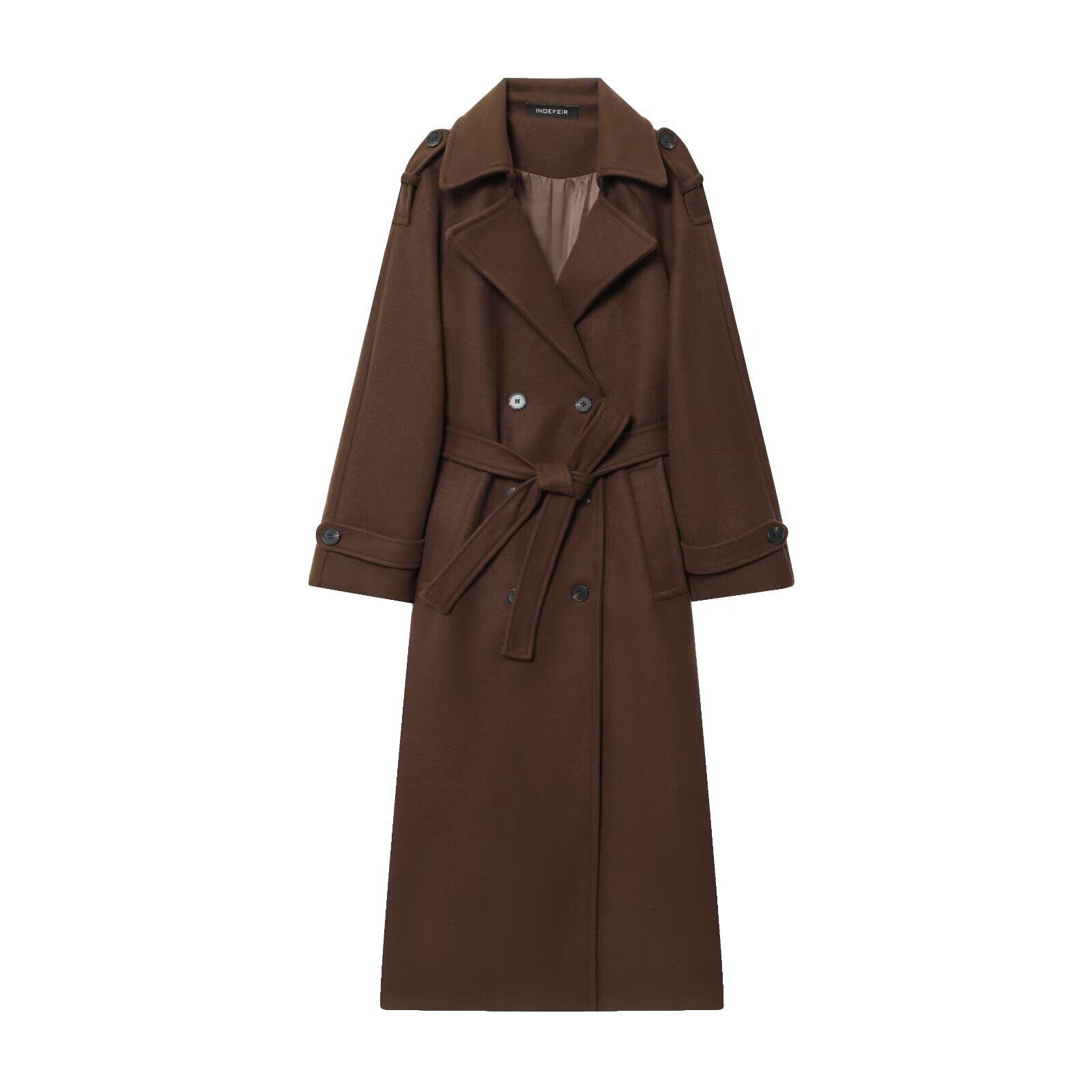 女性ファッション黒トレンチコートダブルブレスト長袖ラペルブレ - Trench Coat Formal のレビューと価格