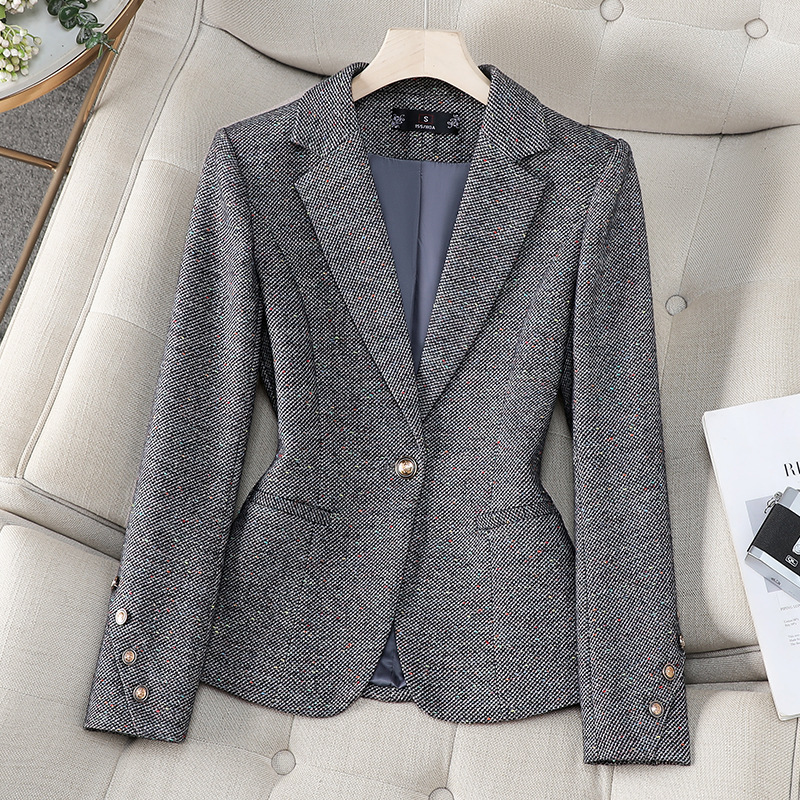 オフィスレディースブレザー女性ジャケット長袖シングルボタン女 - Women Formal Wear With Blazer のレビューと価格