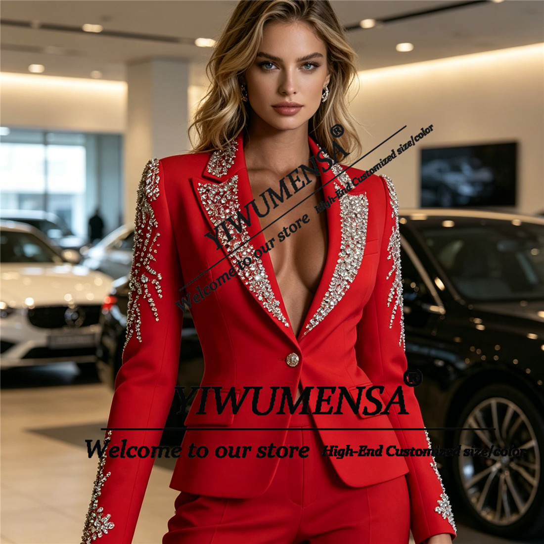 高級女性スーツ 2 ピースセットクリスタルビーズプロムブレザ - Women Formal Wear With Blazer のレビューと価格