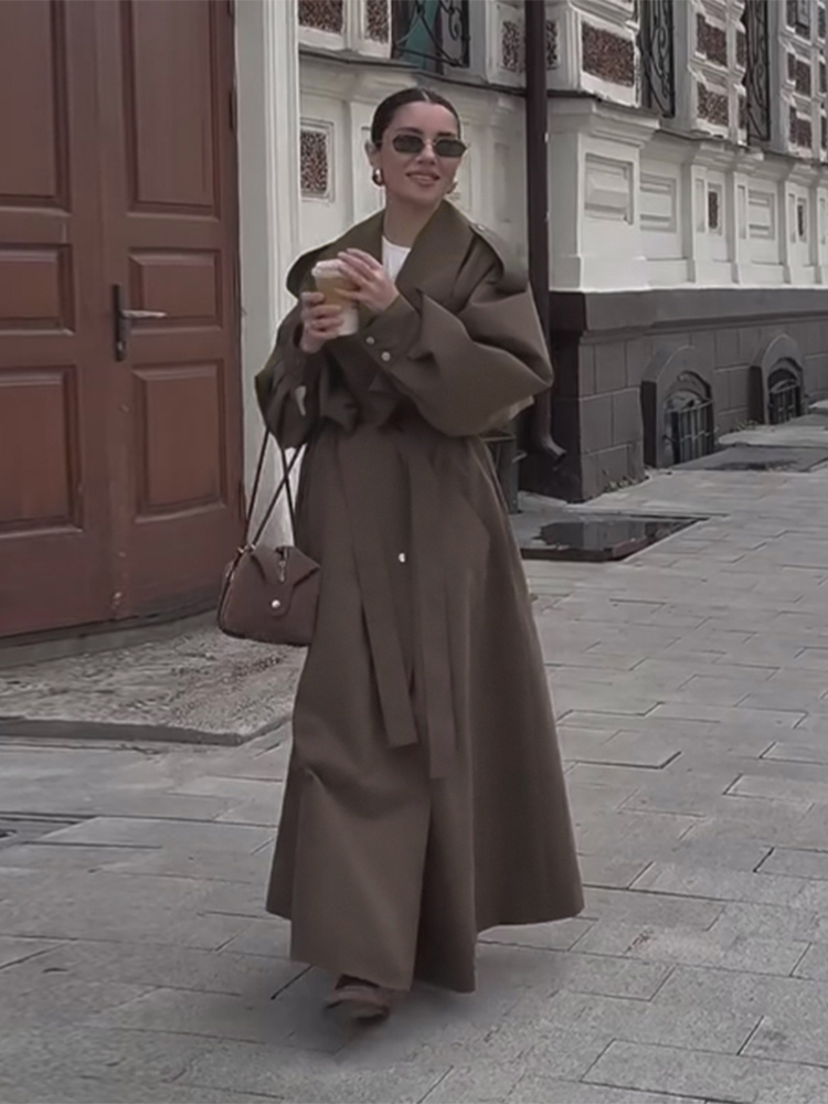 ゆったりとした無地のウィンドブレーカー、女性用長袖、折り返し - Trench Coat Formal のレビューと価格