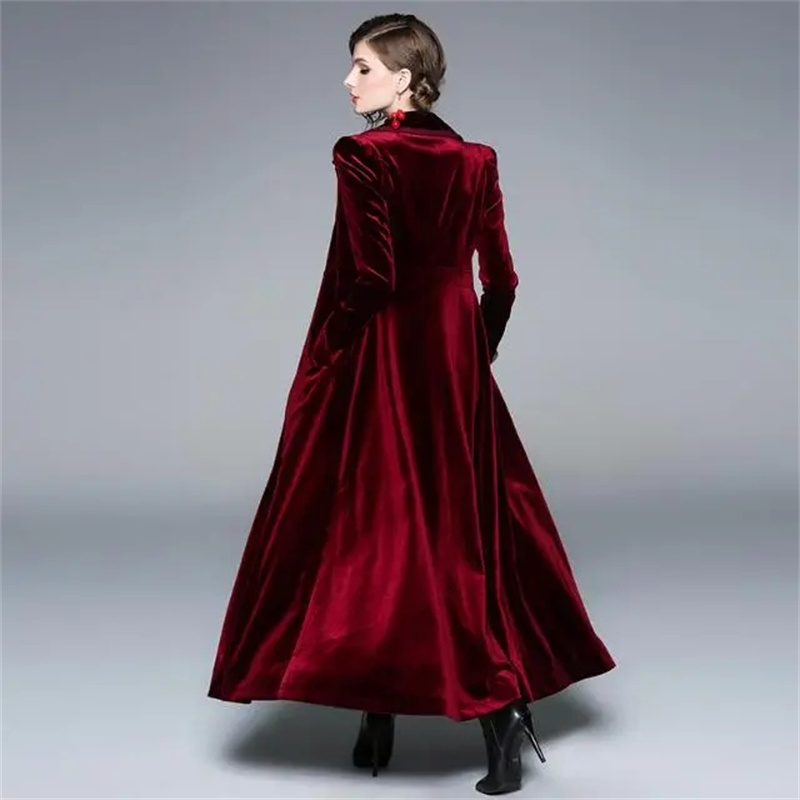 ゴールデンベルベットロングウインドブレーカーコート女性秋/冬 - Trench Coat Formal のレビューと価格