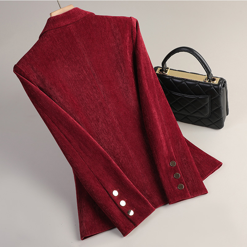 イエローゴールドベルベットブレザー女性秋冬カジュアルスーツフ - Women Formal Wear With Blazer のレビューと価格