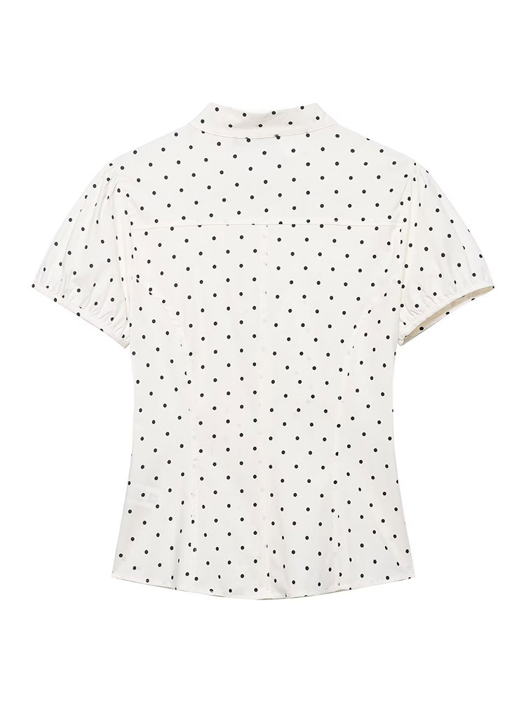 HH ヴィンテージ レトロ レディース ホワイトシャツ 水玉 - Women'S Formal Evening Wear Tops のレビューと価格
