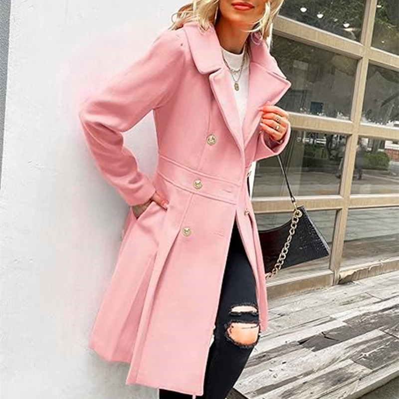 冬のウールの女性のトレンチコートスカートダブルブレストフリッ - Trench Coat Formal のレビューと価格