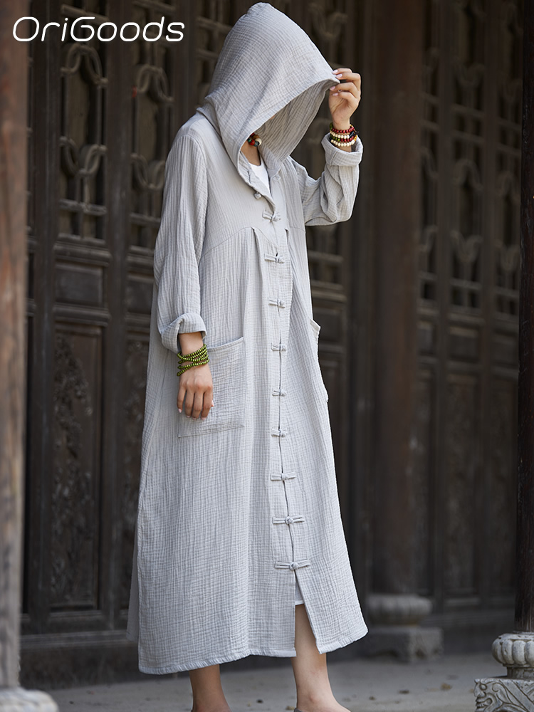 OriGoods 女性フード付きロングコート綿春夏オーバーコ - Trench Coat Formal のレビューと価格