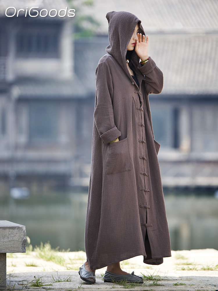 OriGoods 女性フード付きロングコート綿春夏オーバーコ - Trench Coat Formal のレビューと価格