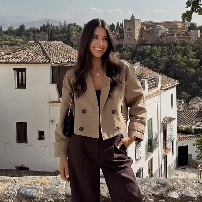 女性のファッションダブルブレストショートトレンチコートターン - Trench Coat Formal のレビューと価格