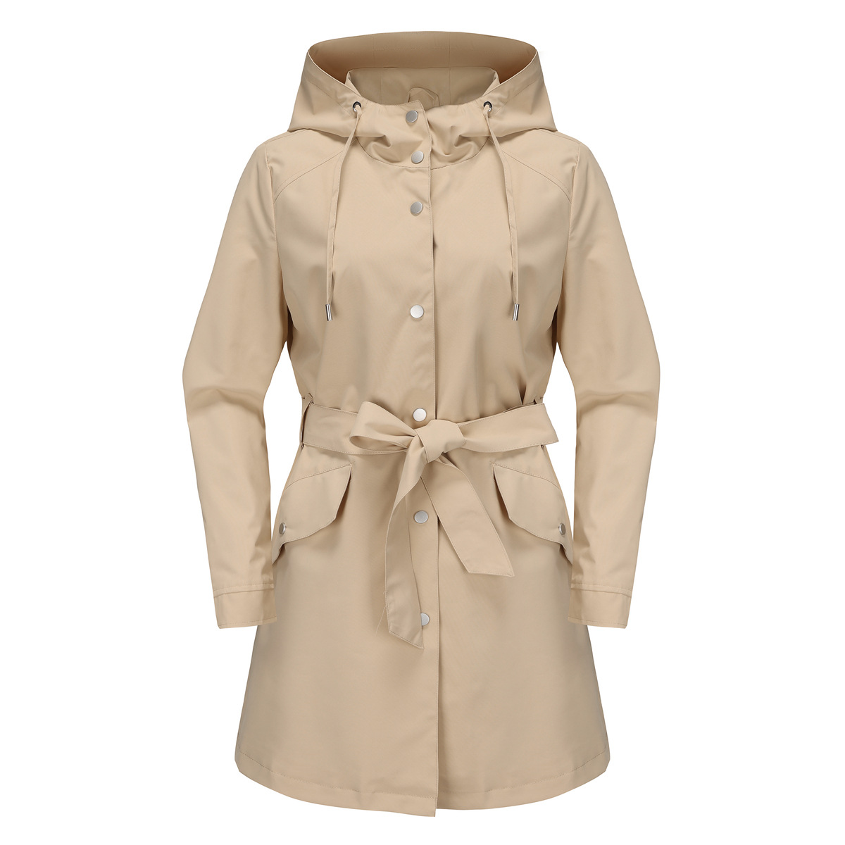 女性用ベルト付きフード付き撥水ジャケット,上質なトレンチコー - Trench Coat Formal のレビューと価格