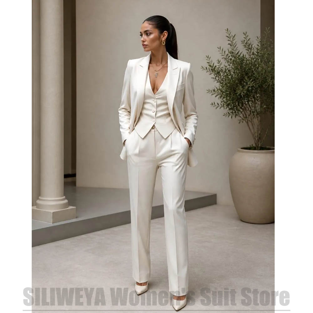 女性 3 ピーススーツセットブレザーベストパンツエレガントフ - Women Formal Wear With Blazer のレビューと価格