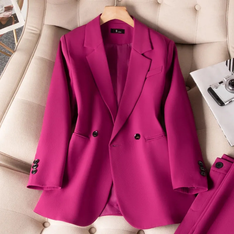 女性のためのフォーマルなブレザー,新しいピンクの黒の女性の長 - Women Formal Wear With Blazer のレビューと価格