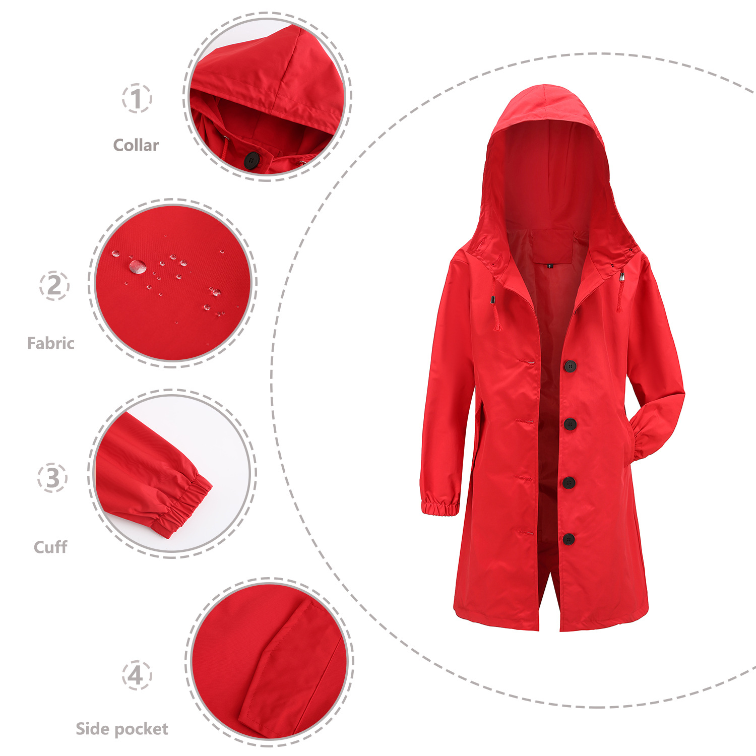 フード付き女性用ウィンドブレーカー ロングトレンチコート ソ - Trench Coat Formal のレビューと価格