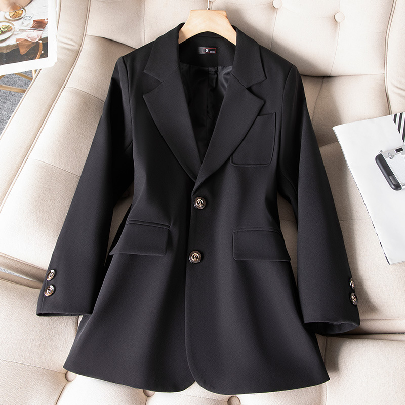 女性用長袖シングルブレストジャケット,フォーマルコート,青, - Women Formal Wear With Blazer のレビューと価格