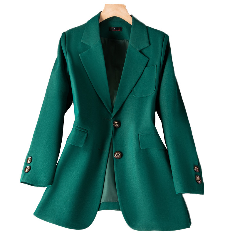 女性用長袖シングルブレストジャケット,フォーマルコート,青, - Women Formal Wear With Blazer のレビューと価格